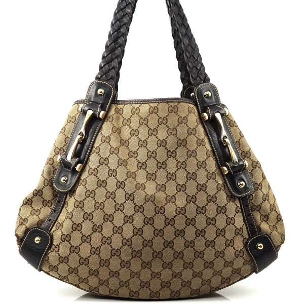 Pre-loved authentic Gucci Gg Horsebit Jacquard Leather sale at jebwa.