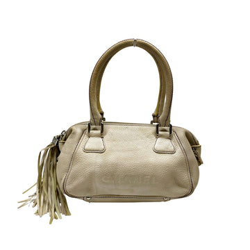 Chanel Hand Bag Beige Canvas