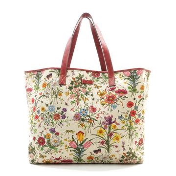 Gucci Flower Tote Bag White Canvas