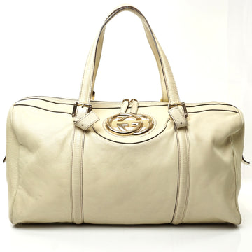 Pre-loved authentic Gucci Cream Leather Hand Bag Boston sale at jebwa.