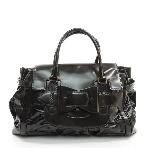 Gucci Hand Bag Black Enamel