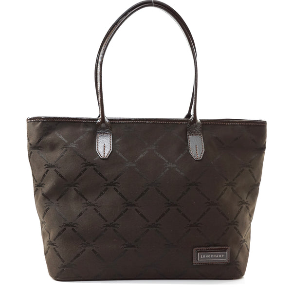 Pre-loved authentic Long Champ Tote Bag Dark Brown sale at jebwa.