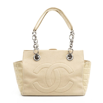 Chanel Shoulder Bag Beige Canvas