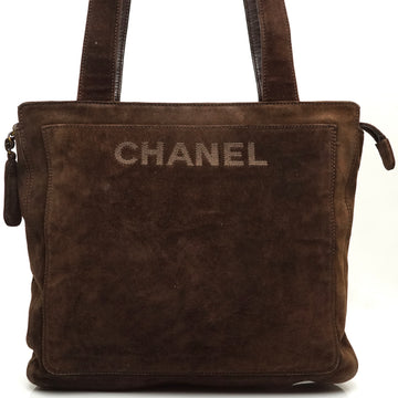 Chanel Shoulder Bag Brown Suede
