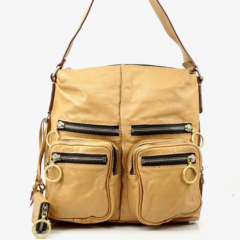 Authentic Chloe Beige Solid Leather Bag on sale at JHROP. Luxury