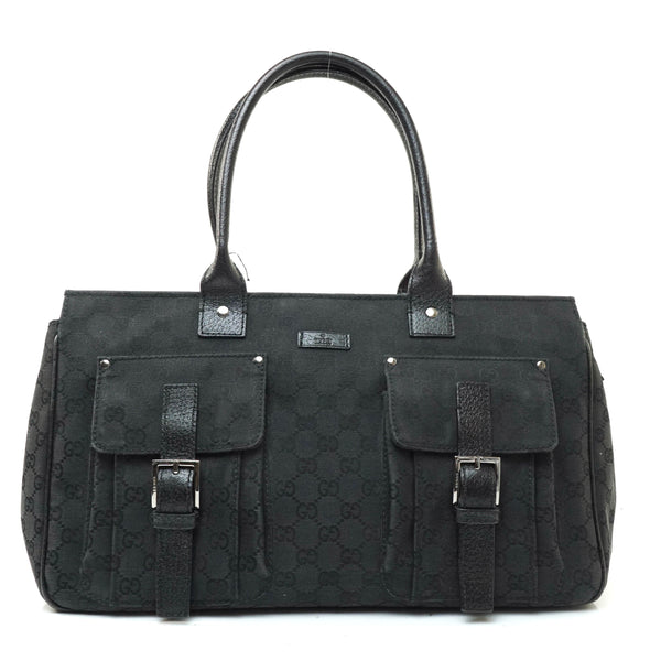 Gucci Hand Bag Black Canvas