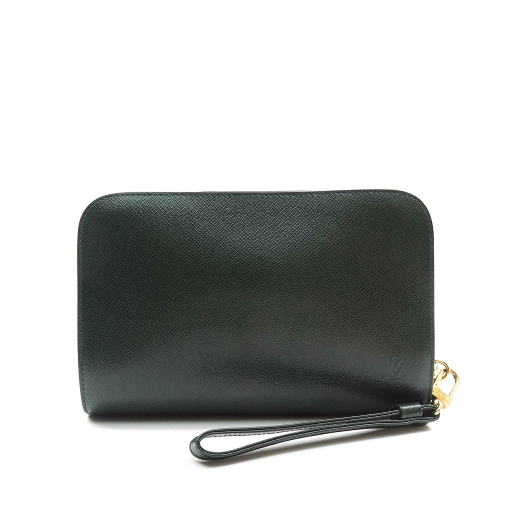 Louis Vuitton Baikal Epicea Dark Green Taiga Leather Clutch