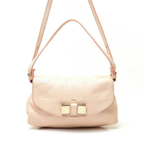 Pre-loved authentic Chloe Ribbon Hand Bag Leather Pink sale at jebwa.