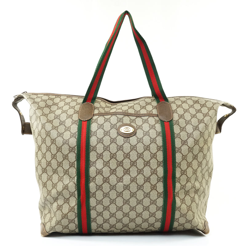 Vintage Tan Gucci Sherry Duffle Travel Bag