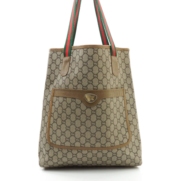 Gucci Sherry Tote Bag Brown Coated