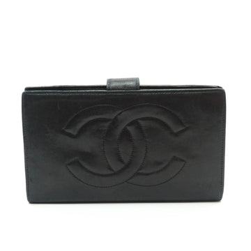 Chanel Long Wallet Black Leather