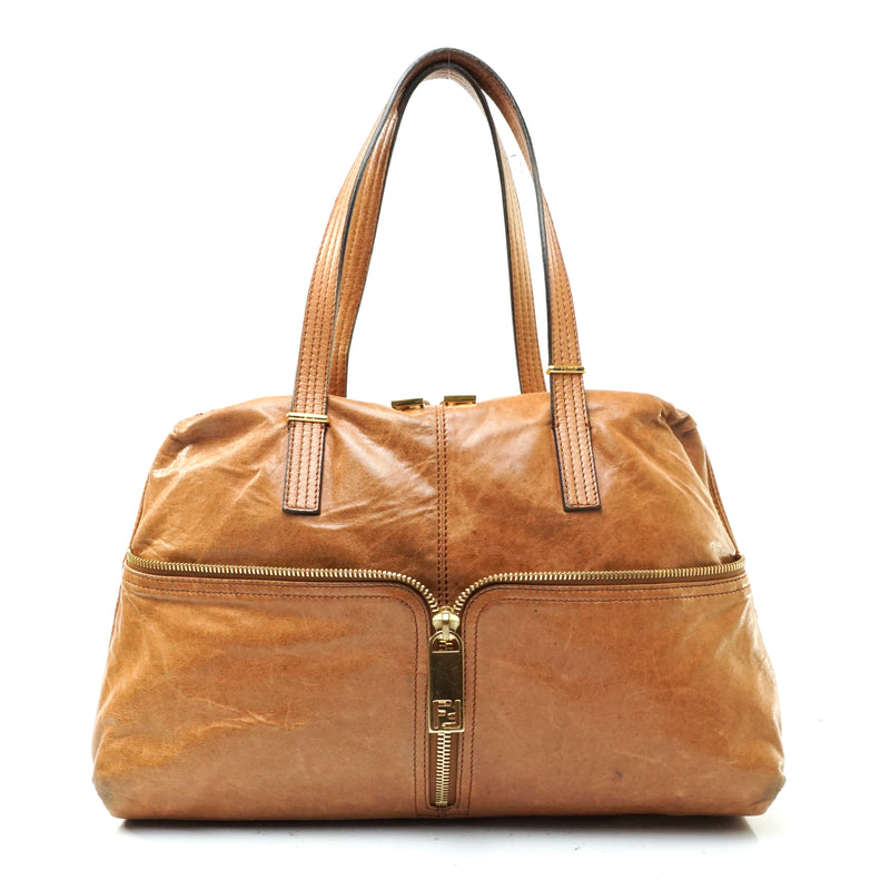 Pre-loved authentic Fendi Shoulder Bag Brown Leather sale at jebwa.