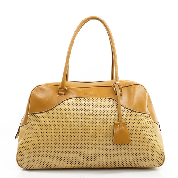 Prada Hand Bag Light Brown Leather