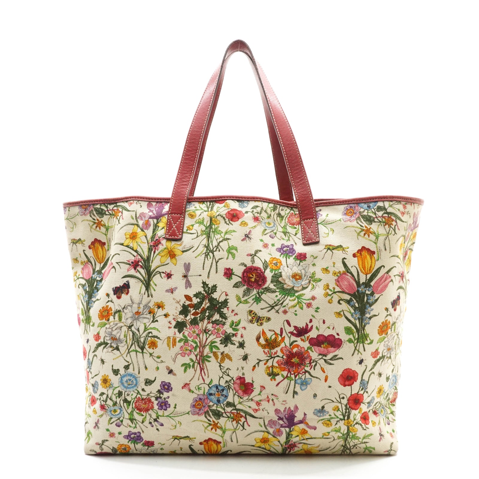 Gucci Flower Tote Bag White Canvas