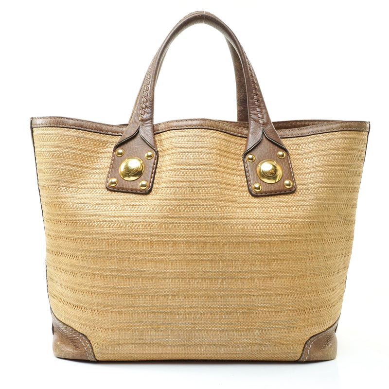 Gucci Tote Bag Straw Light Brown