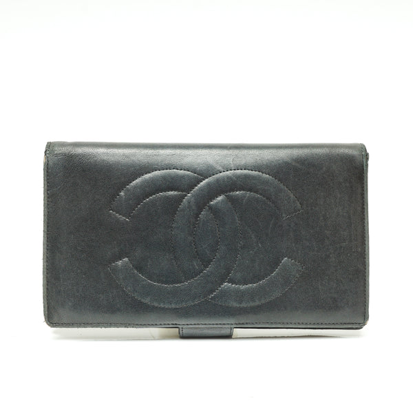 Chanel Long Wallet Black Leather