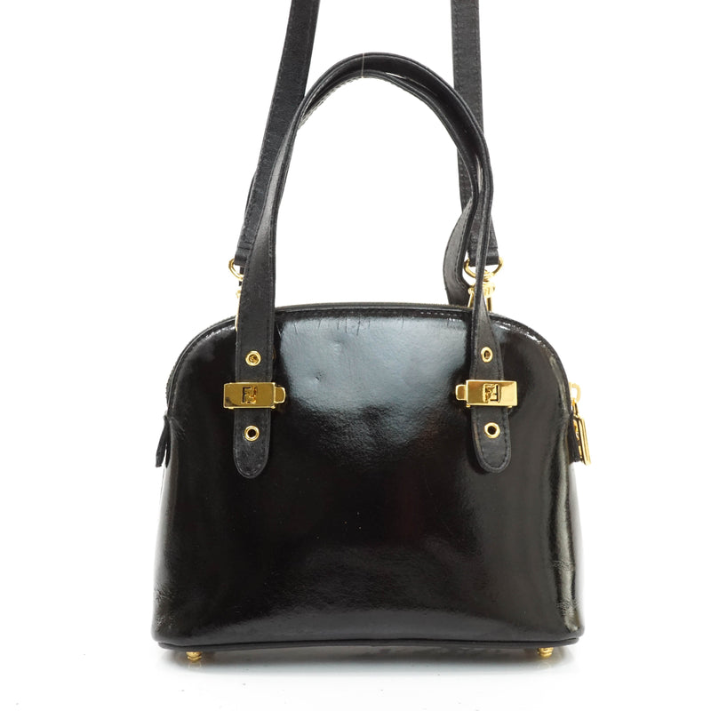 Fendi Shoulder Bag Black Enamel