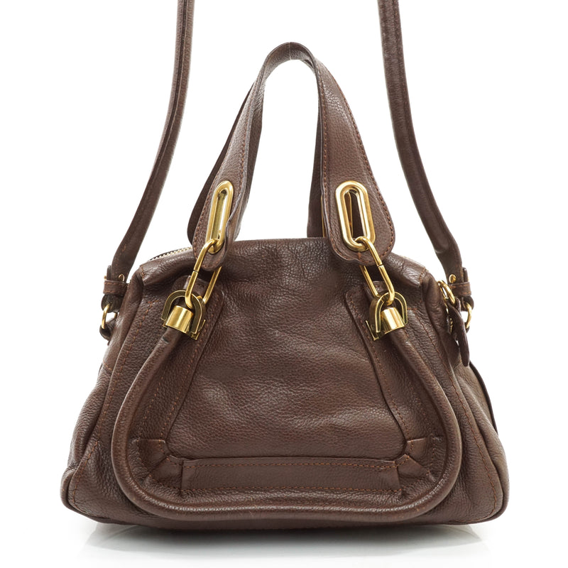 Chloe Paraty Hand Bag Leather Brown