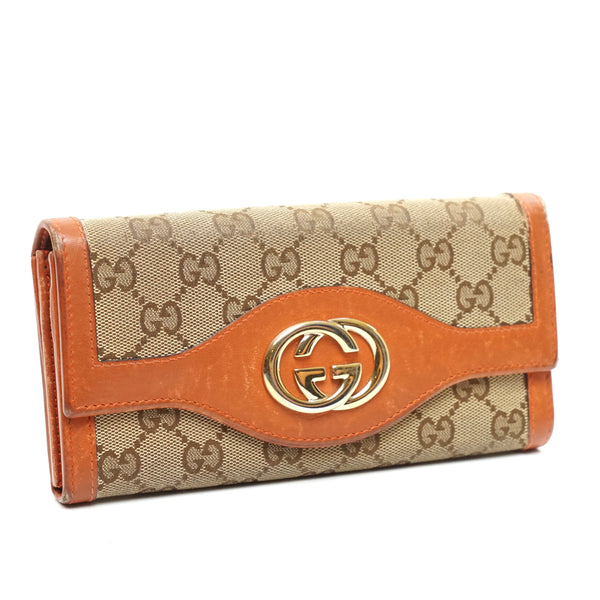 Gucci Long Wallet Brown Canvas