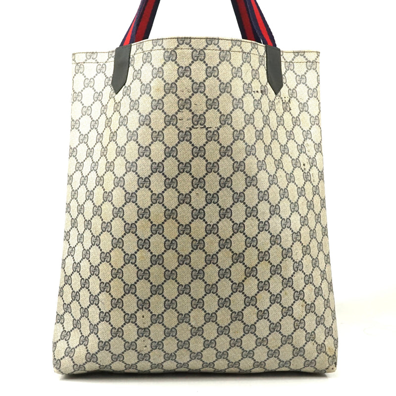 Auth GUCCI Sherry line tote bag handbag GG canvas light brown made in Italy