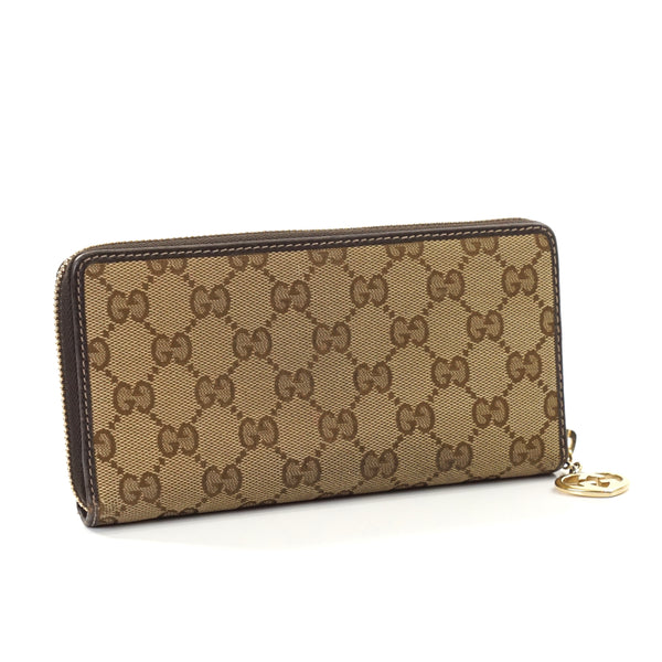 Pre-loved authentic Gucci Zippy Wallet Brown Canvas sale at jebwa.