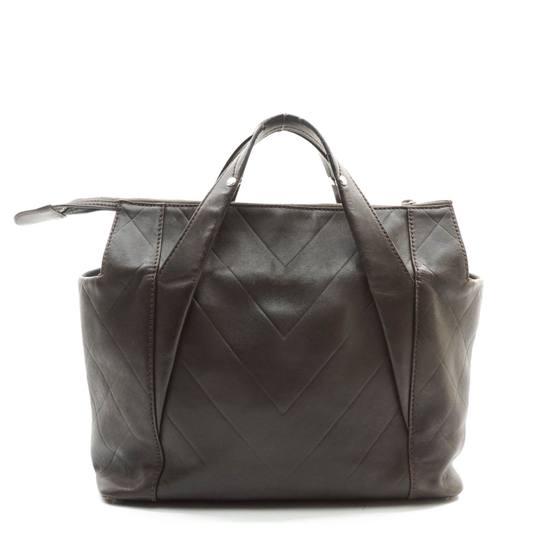 Chanel Hand Bag Calf Leather Brown