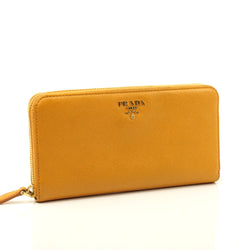 Pre-loved authentic Prada Zippy Wallet Orange Leather sale at jebwa.