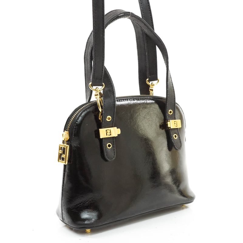 Fendi Shoulder Bag Black Enamel