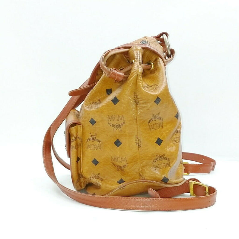 Mcm Backpack Brown Pu Leather