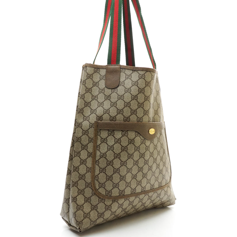 Gucci Gg Sherry Tote Bag Pvc Brown