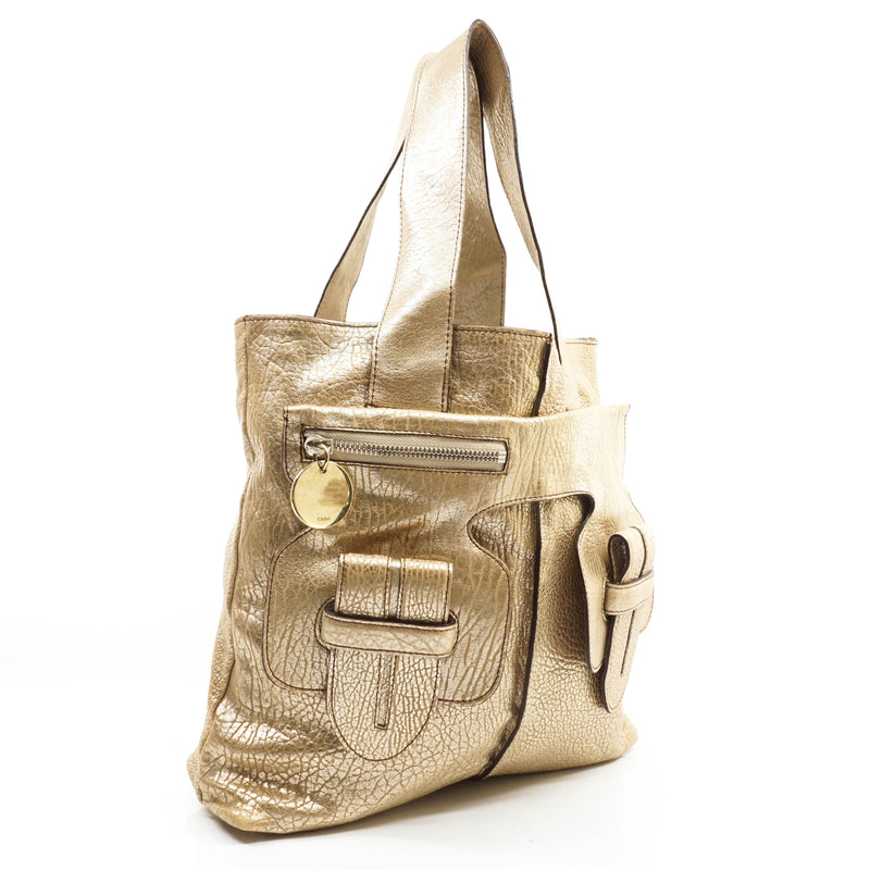 Chloe Tote Bag Gold Leather