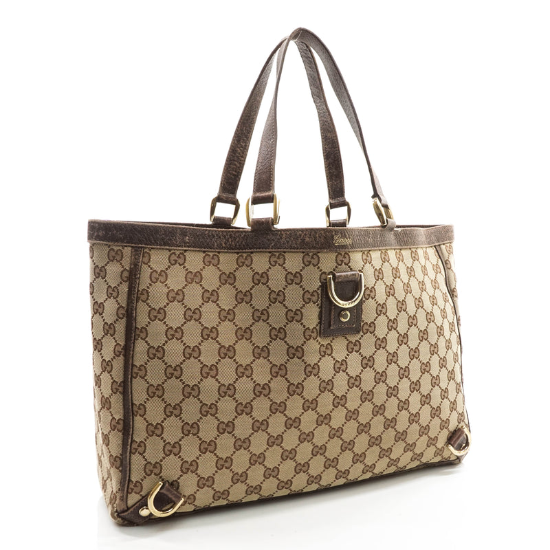 Gucci Abbey Gg Tote Bag Brown