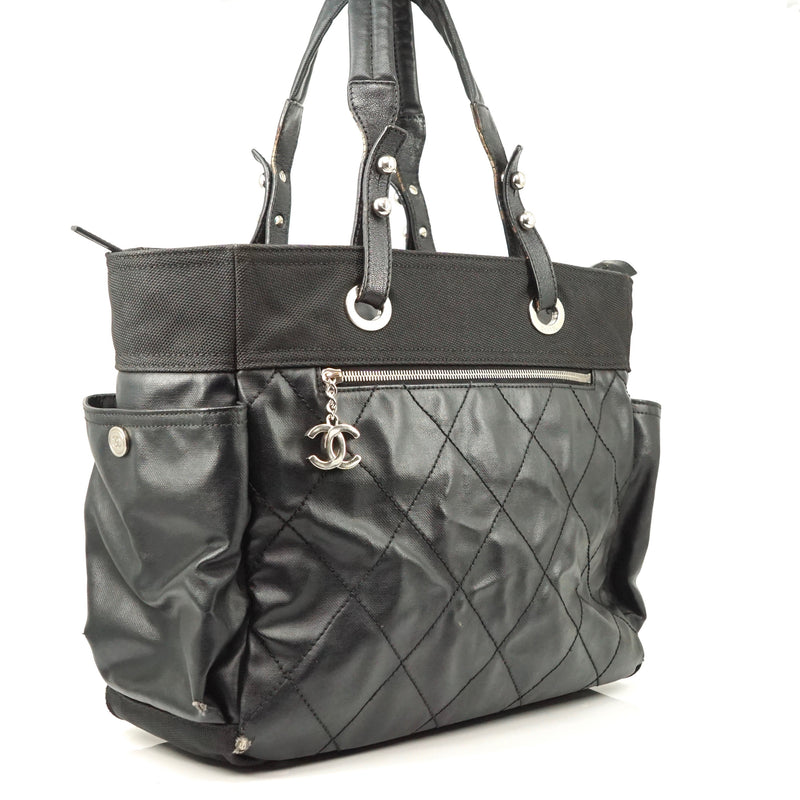 Pre-loved authentic Chanel Paris Biarritz Black Leather sale at jebwa