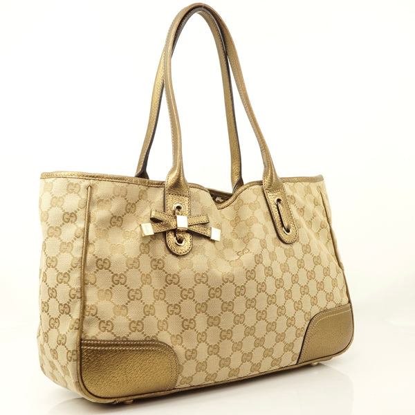 Pre-loved authentic Gucci Gg Hand Bag Canvas Tote Gold sale at jebwa