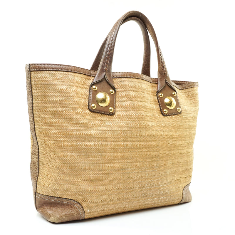 Gucci Tote Bag Straw Light Brown