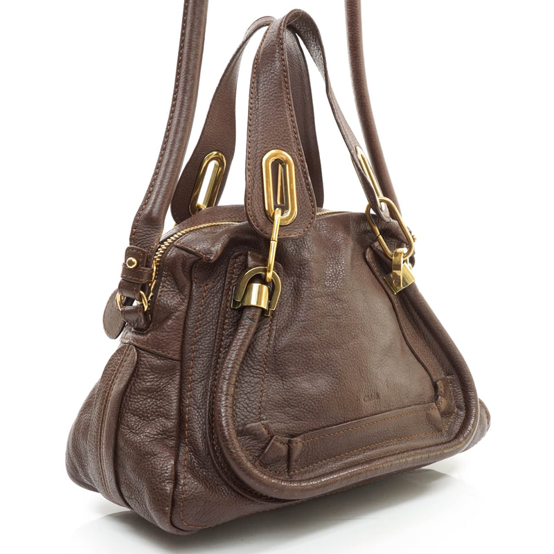 Chloe Paraty Hand Bag Leather Brown