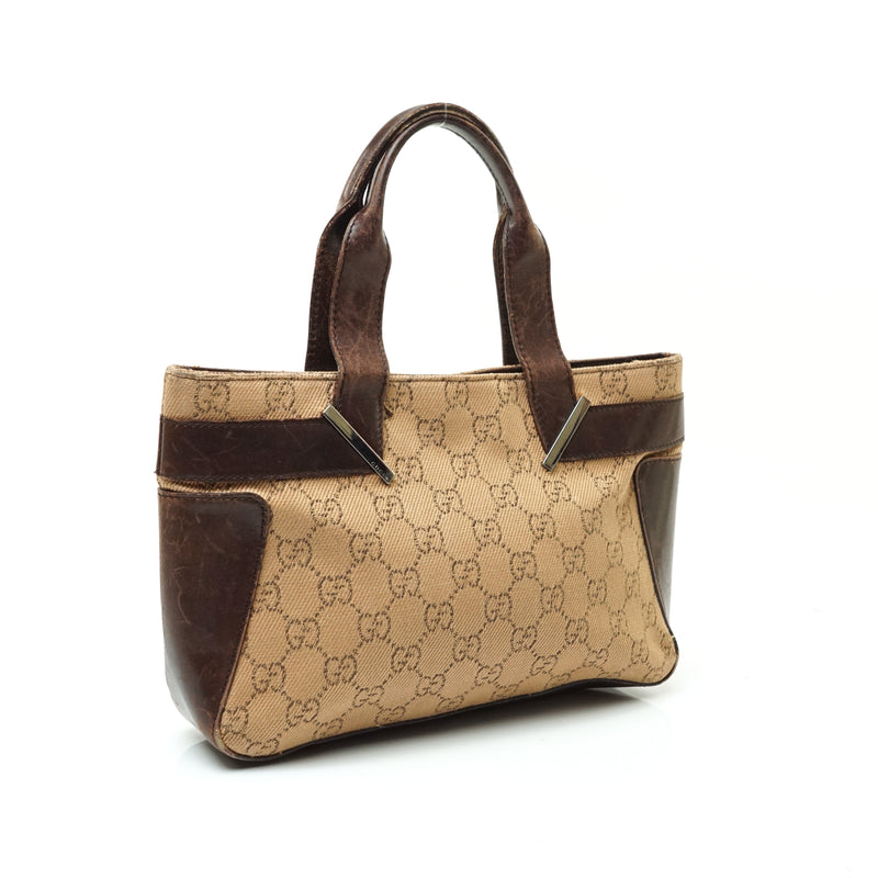 Pre-loved authentic Gucci Satchel Bag Brown Canvas sale at jebwa.