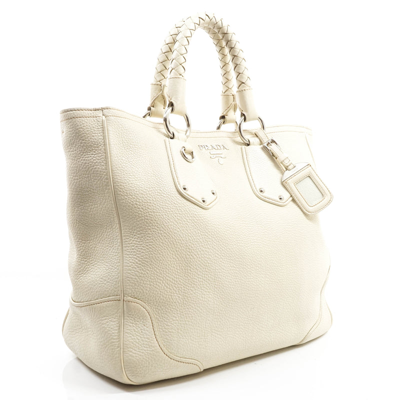 Prada Hand Bag White Leather