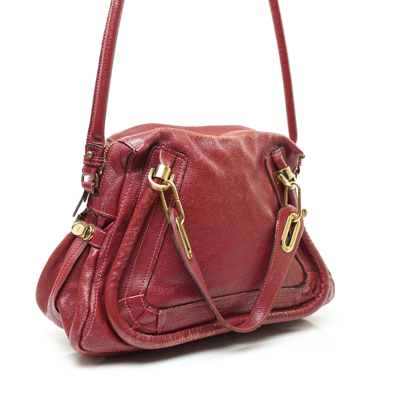 Chloe Paraty Hand Bag Red Leather