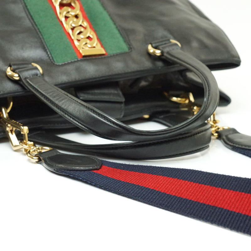 Gucci Sylvie Hand Bag Leather Black