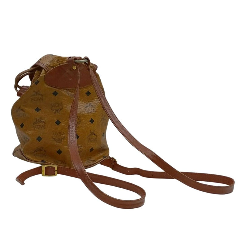 Mcm Backpack Brown Pu Leather