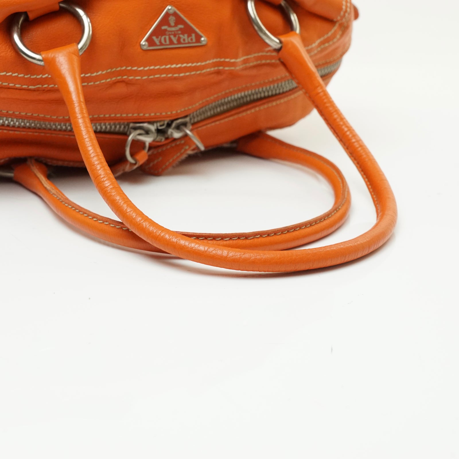 Prada Shoulder Bag Orange Leather