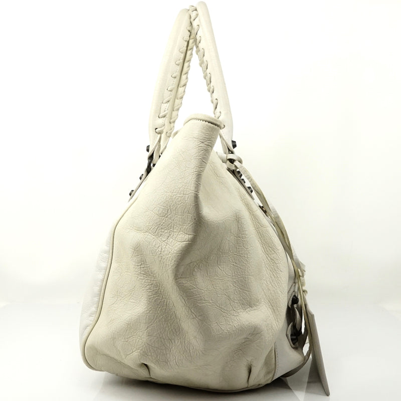 Pre-loved authentic Balenciaga Sunday White Hand Bag sale at jebwa