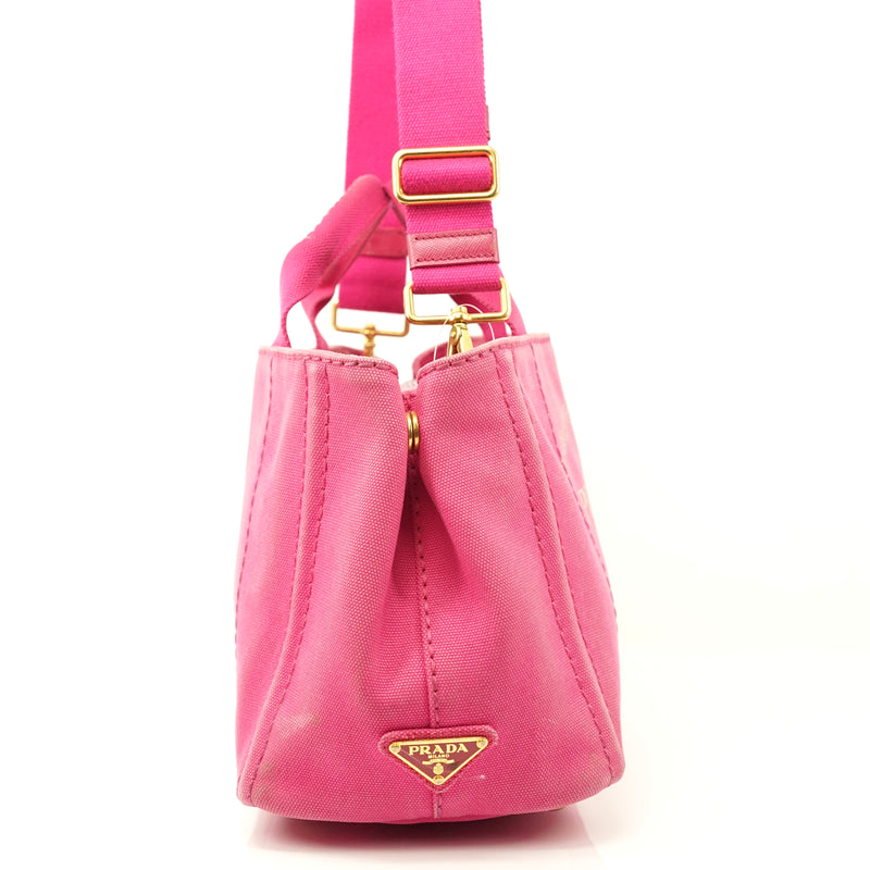 Pre-loved authentic Prada Tote Bag Canapa Pink Canvas sale at jebwa