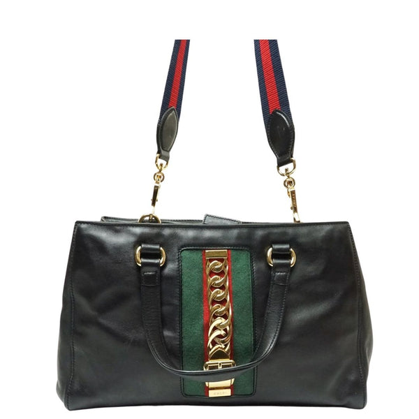 Gucci Sylvie Hand Bag Leather Black