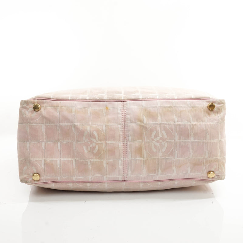 CHANEL New Travel Handbag Tote Bag With Pouch Nylon Jacquard Beige 0508  NGA35