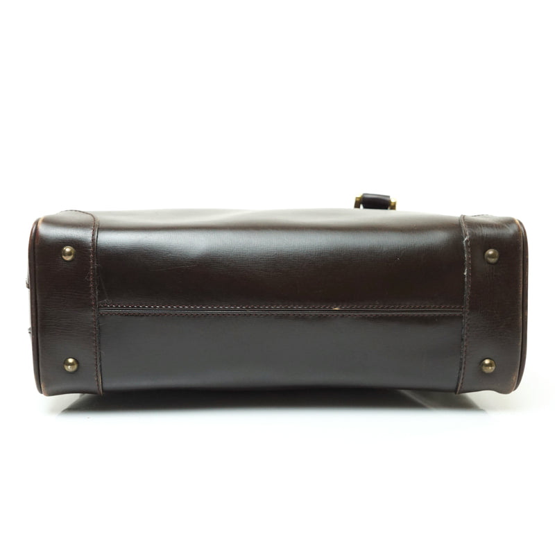 Gucci Hand Bag Black Leather Brown