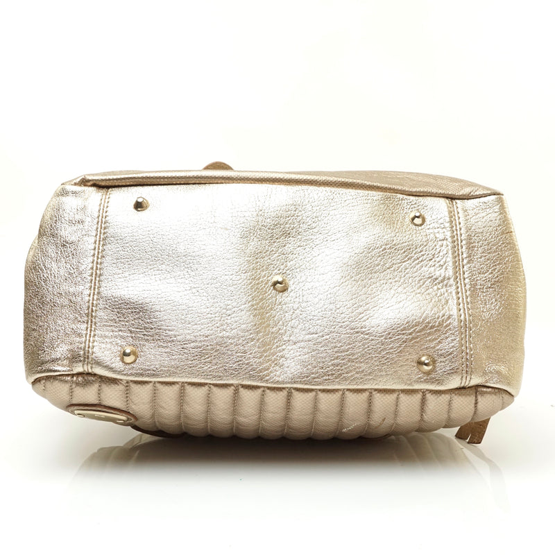 Chloe Shoulder Bag Gold Leather