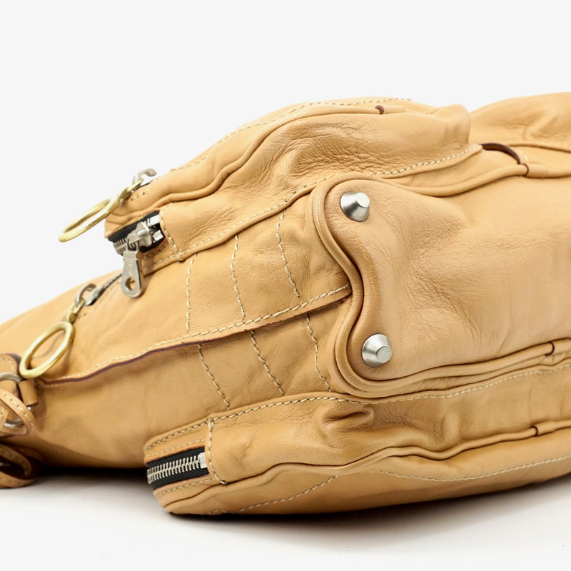 Chloe Shoulder Bag Beige Leather