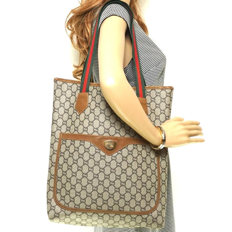 Pre-loved authentic Gucci Sherry Tote Bag Brown Coated sale at jebwa.